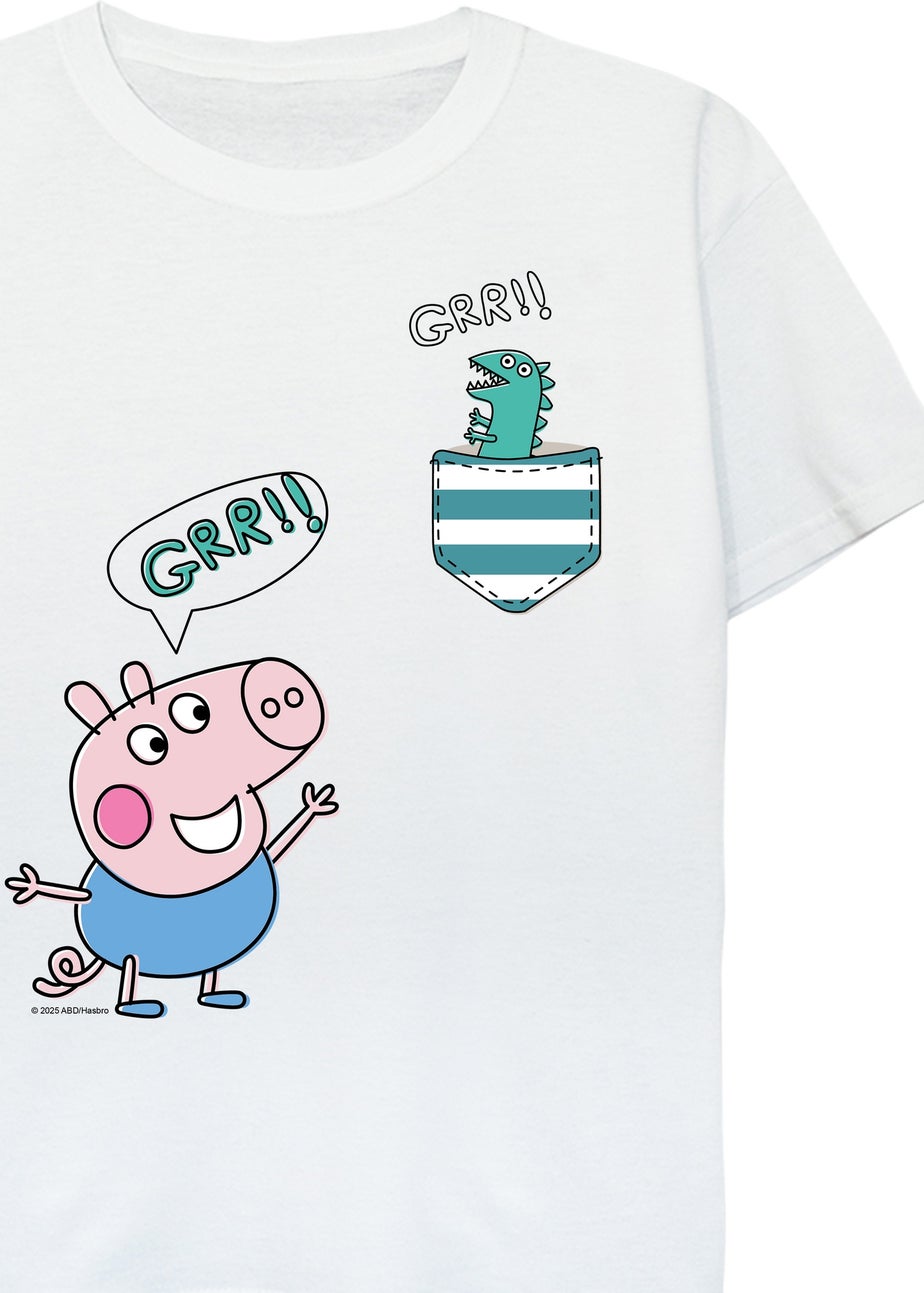 Peppa Pig George Grr Boys White Graphic T-Shirt (3-13 Years)