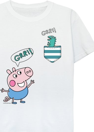 Peppa Pig George Grr Boys White Graphic T-Shirt (3-13 Years)