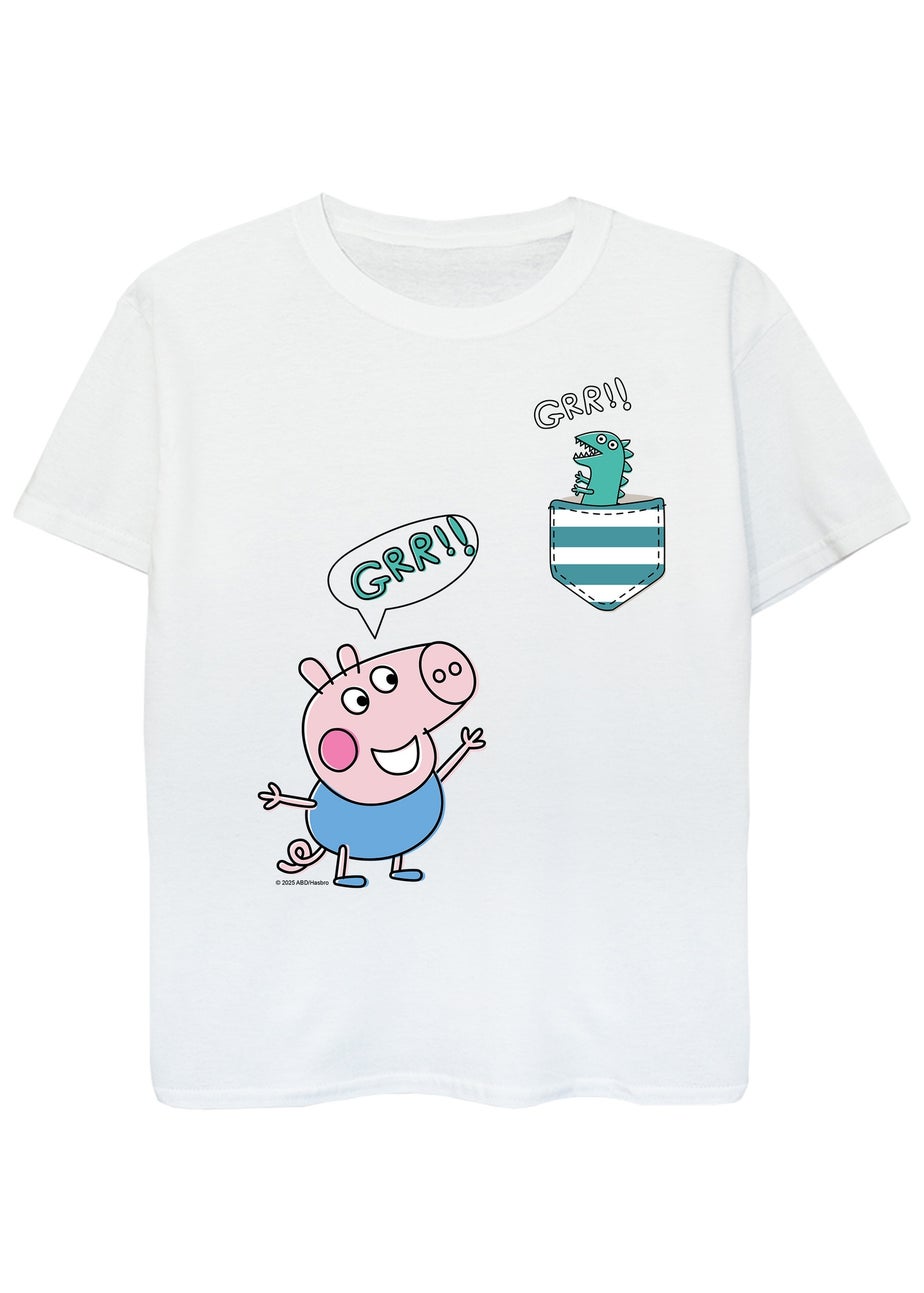 Peppa Pig George Grr Boys White Graphic T-Shirt (3-13 Years)