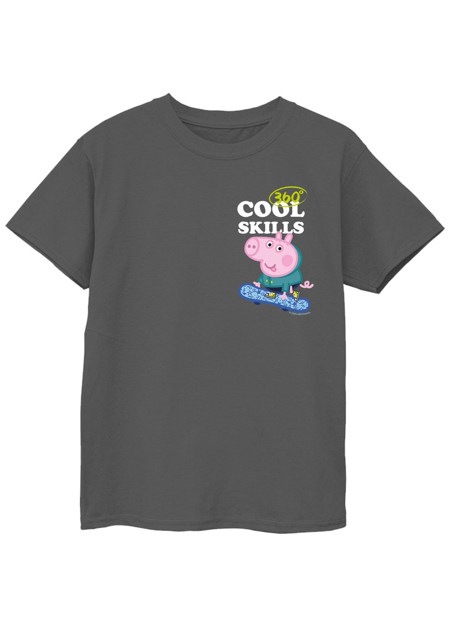 Peppa Pig George Cool Skills Boys Charcoal Graphic T-Shirt (3-13 Years)