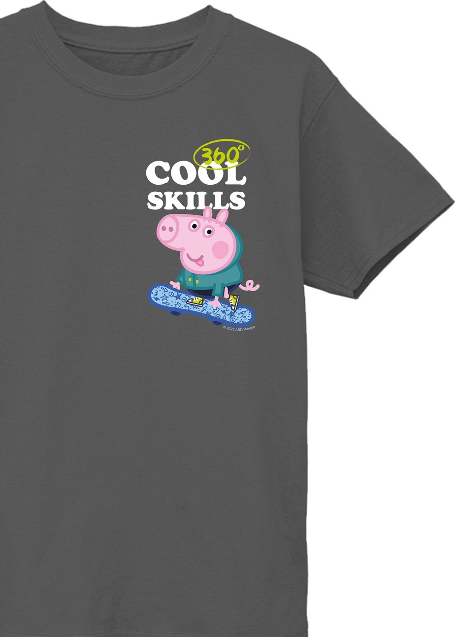 Peppa Pig George Cool Skills Boys Charcoal Graphic T-Shirt (3-13 Years)