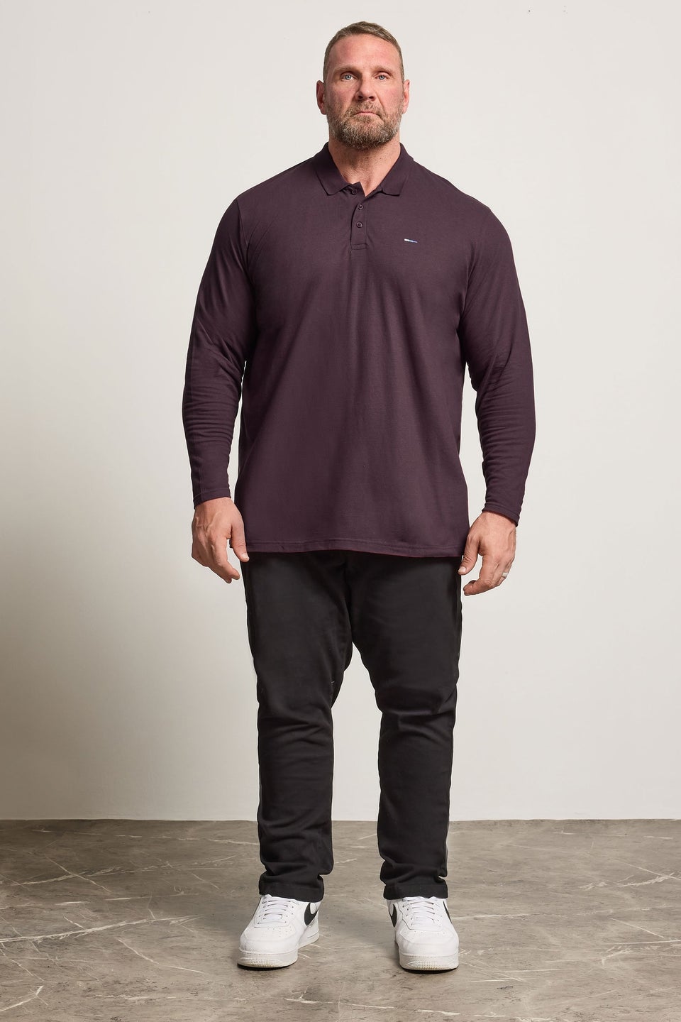 BadRhino Burgundy Red Long Sleeve Core Polo Shirt