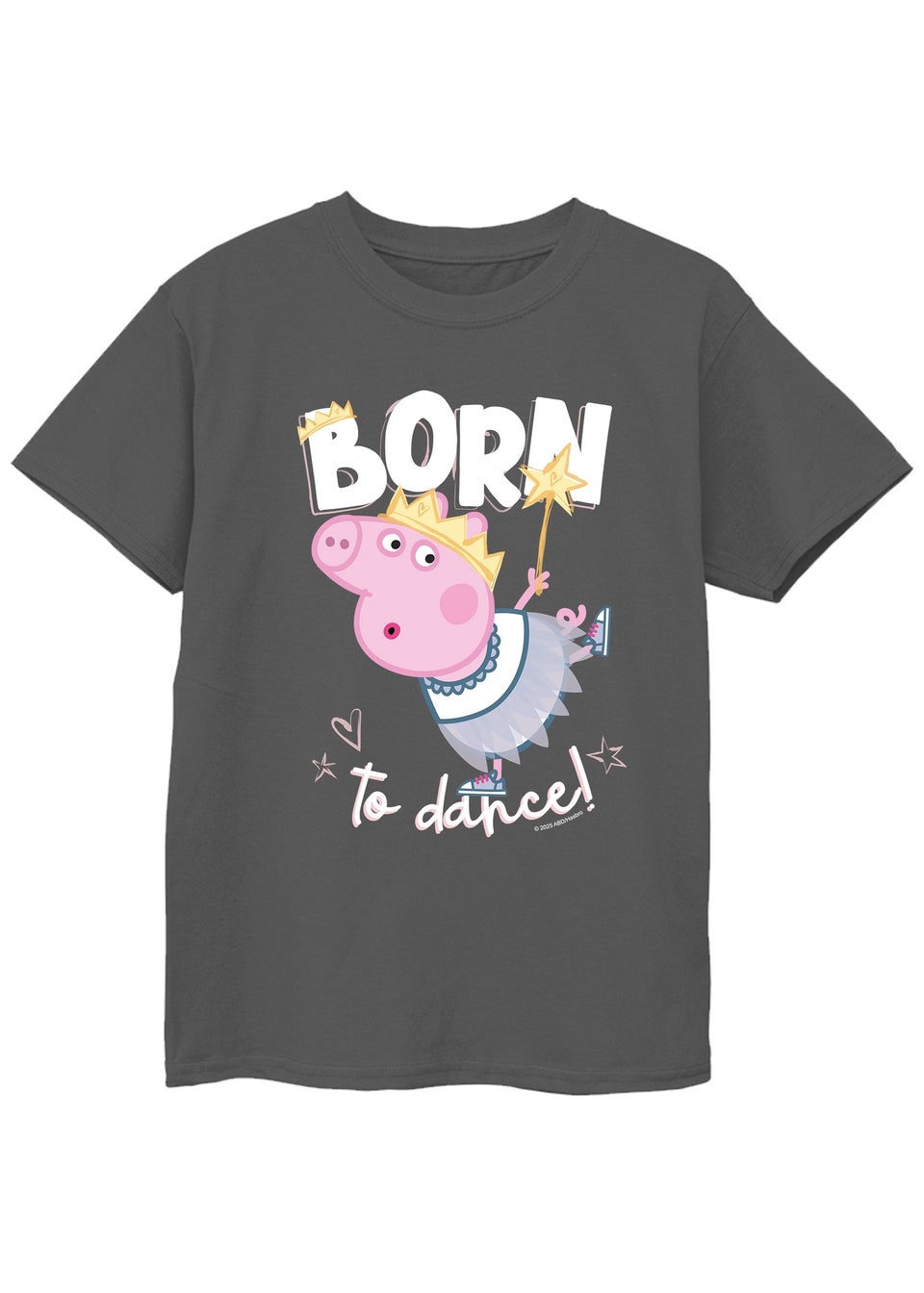 Peppa Pig Born To Dance Girls Charcoal Graphic T-Shirt (3-13 Years)