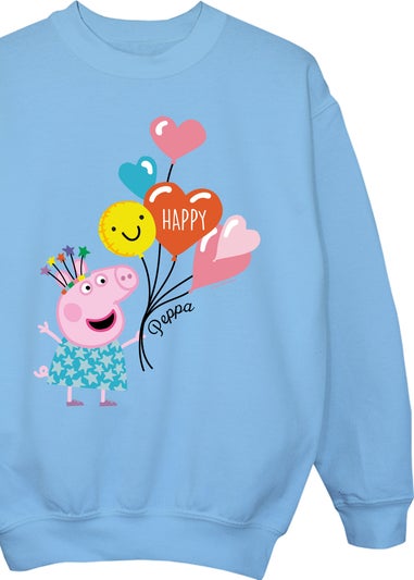 Peppa Pig Happy Birthday Girls Baby Blue Graphic Sweatshirt (3-13 Years)