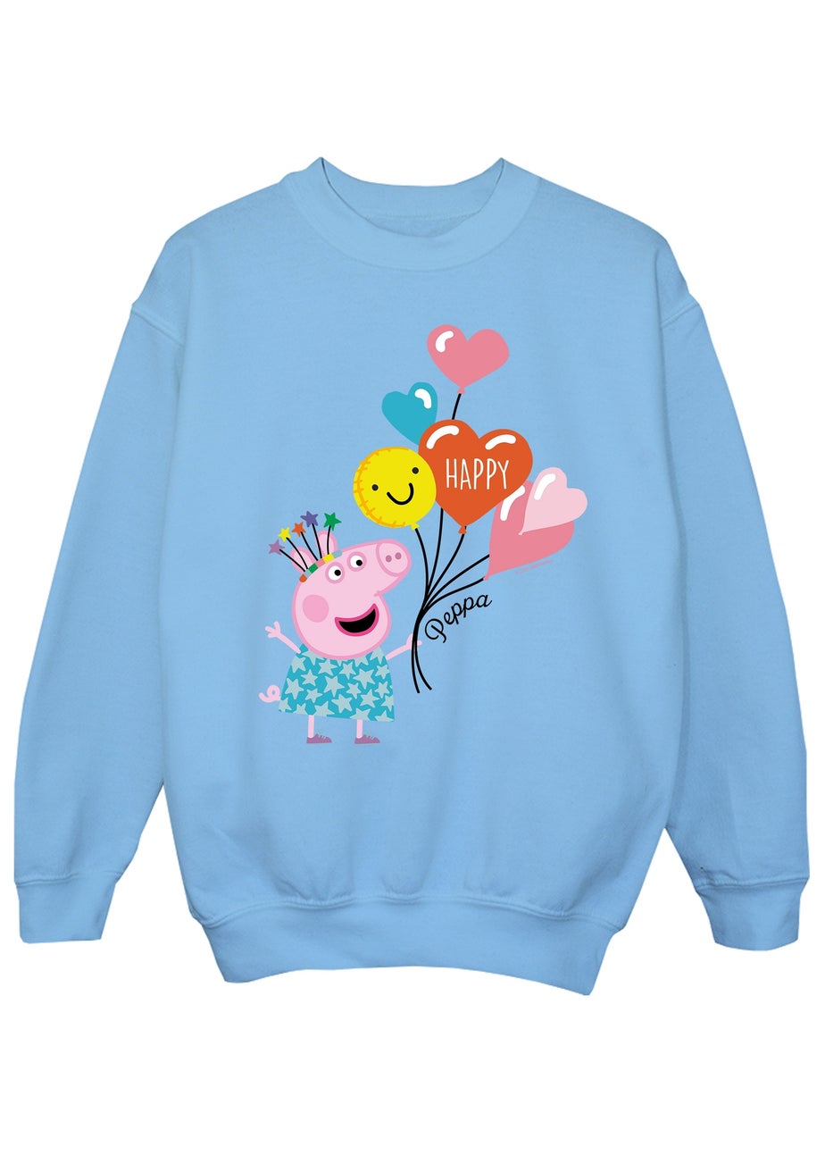 Peppa Pig Happy Birthday Girls Baby Blue Graphic Sweatshirt (3-13 Years)