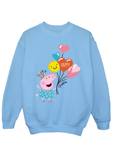 Peppa Pig Happy Birthday Girls Baby Blue Graphic Sweatshirt (3-13 Years)