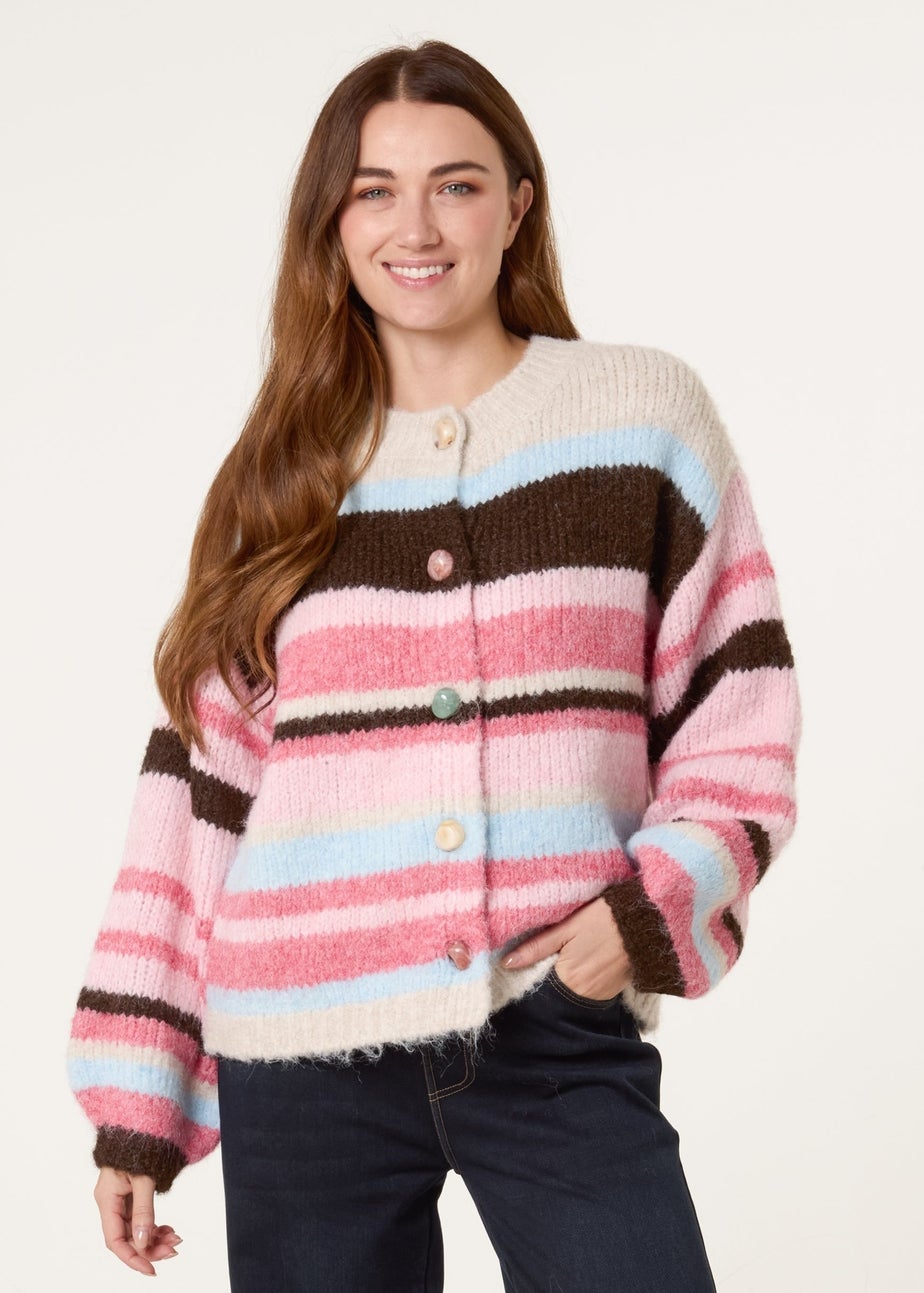 Blue Vanilla Multi Striped Knit Cardigan