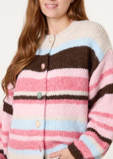 Blue Vanilla Multi Striped Knit Cardigan