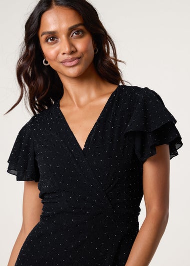 Blue Vanilla Black Rhinestone Diamante Wrap Dress