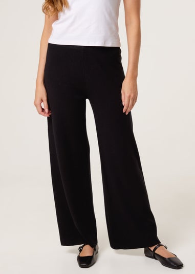 Blue Vanilla Black Knitted Wide Leg Trousers