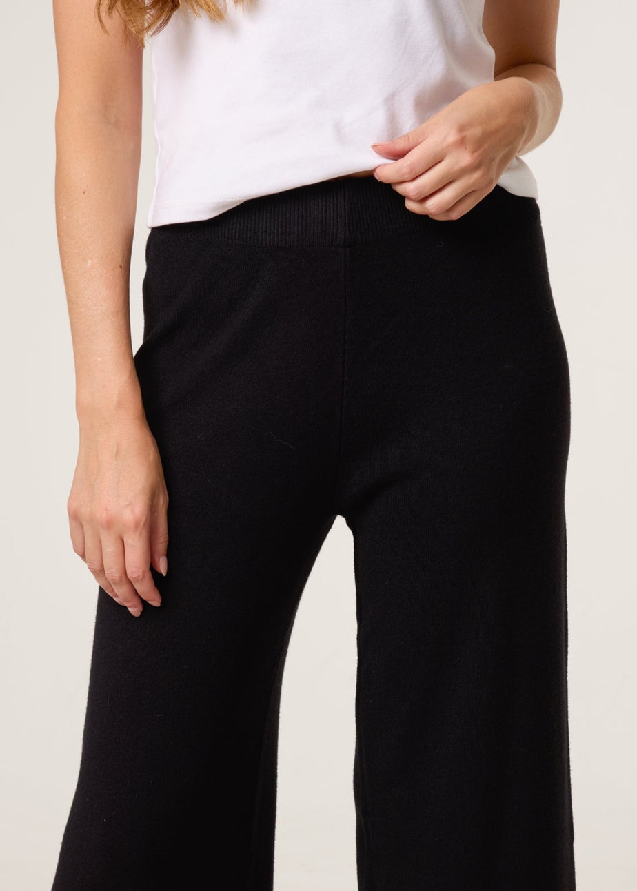 Blue Vanilla Black Knitted Wide Leg Trousers