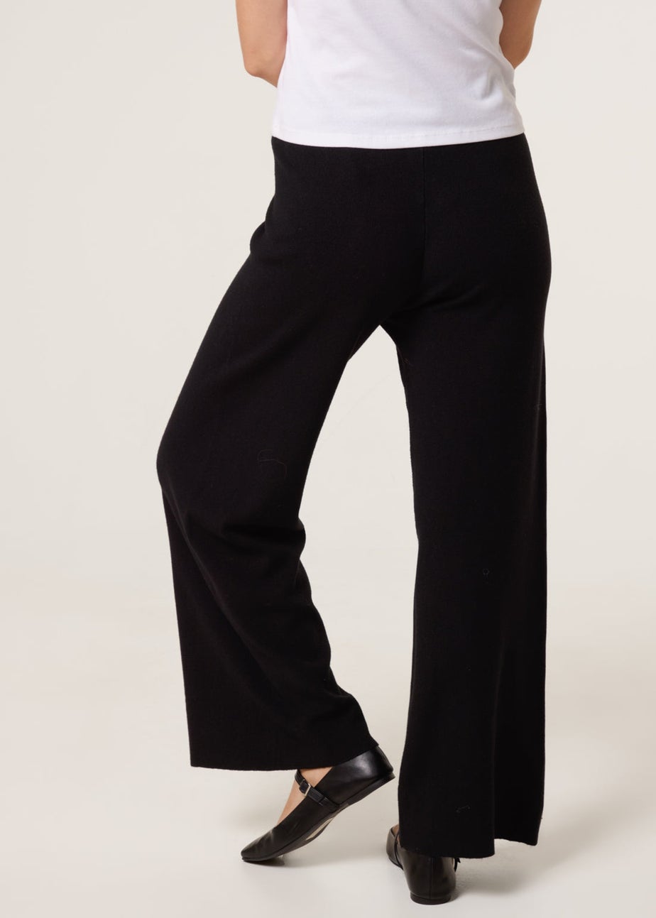 Blue Vanilla Black Knitted Wide Leg Trousers