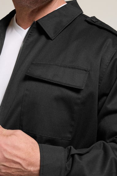 BadRhino Black Military Zip Through Overshirt
