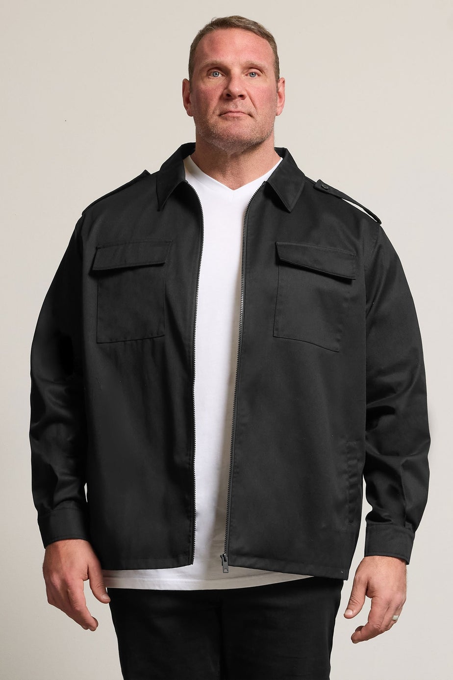 BadRhino Black Military Zip Through Overshirt