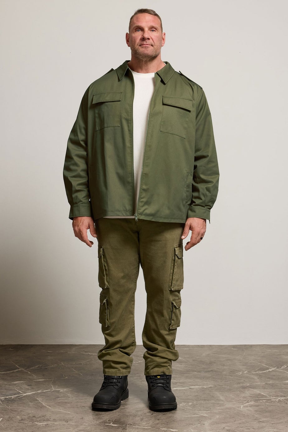 BadRhino Khaki Green Military Zip Through Overshirt
