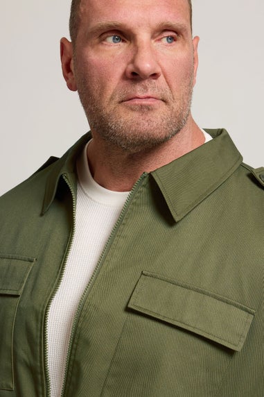 BadRhino Khaki Green Military Zip Through Overshirt
