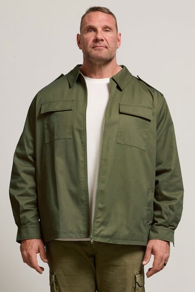BadRhino Khaki Green Military Zip Through Overshirt