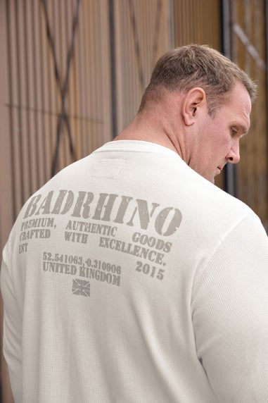 BadRhino Off-White Military Waffle Texture Long Sleeve T-Shirt