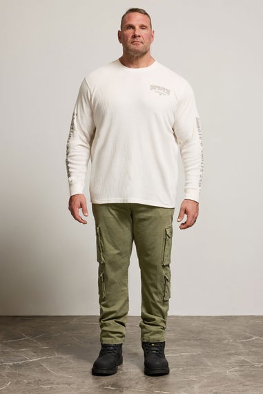 BadRhino Off-White Military Waffle Texture Long Sleeve T-Shirt