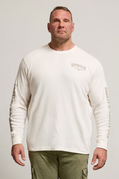 BadRhino Off-White Military Waffle Texture Long Sleeve T-Shirt