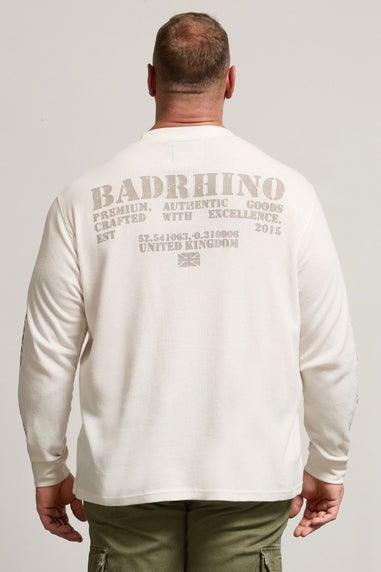 BadRhino Off-White Military Waffle Texture Long Sleeve T-Shirt