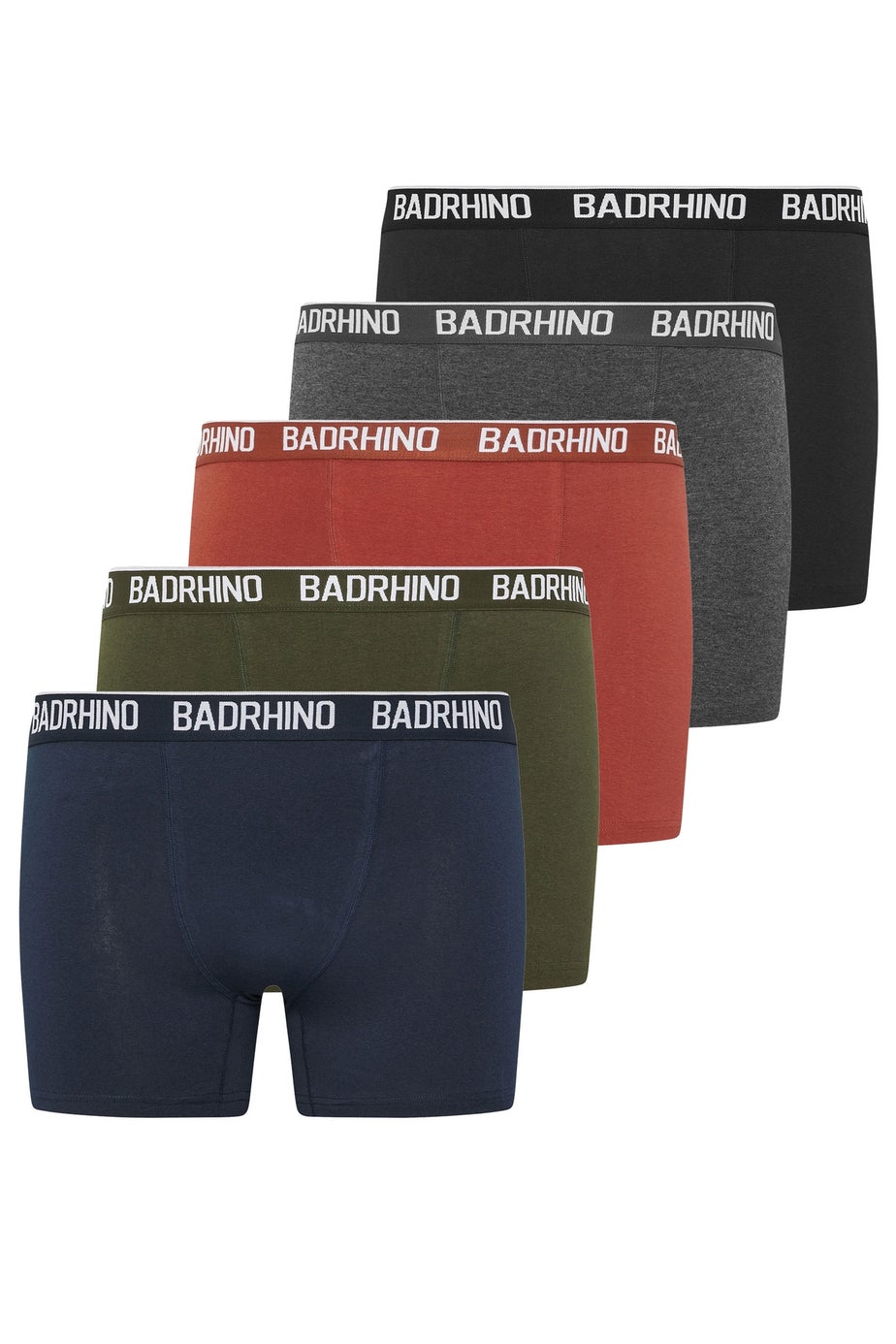 BadRhino 5 Pack Navy Blue/Grey/Green/Burnt Red/Black Boxers