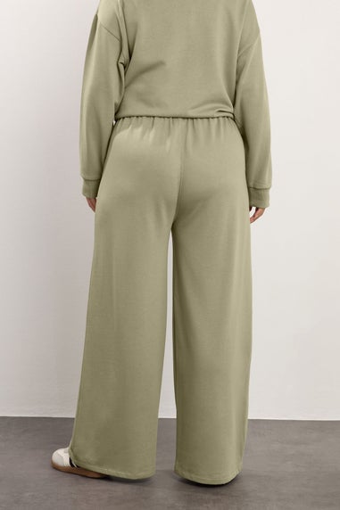 Yours Curve Light Khaki Green Wide Leg Joggers