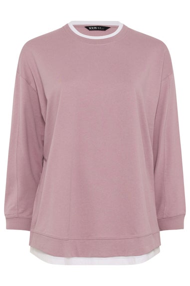 Yours Curve Pink 2-In-1 Sweatshirt