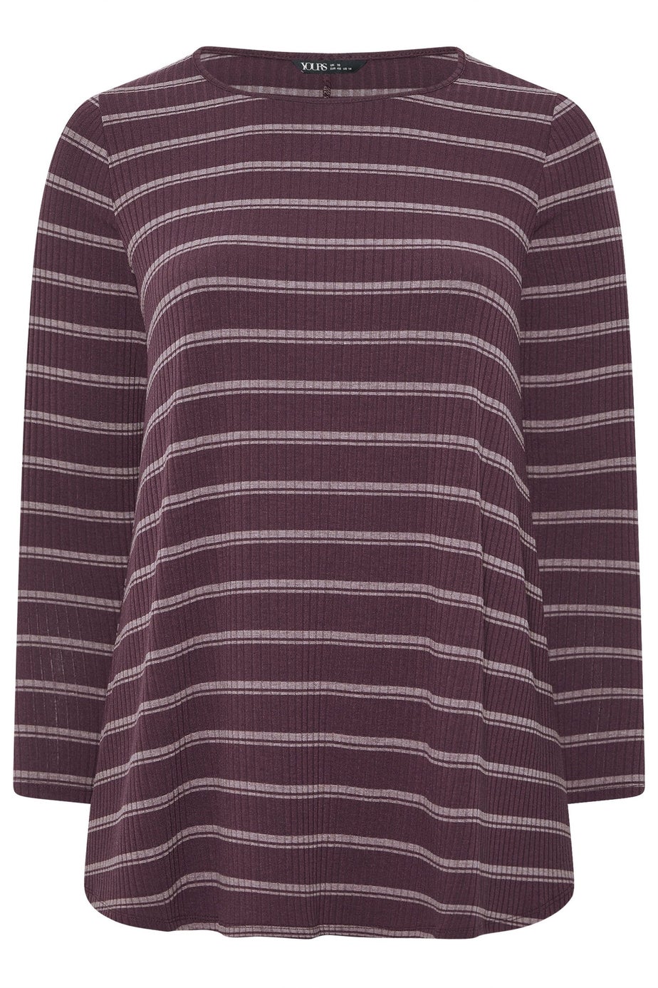 Yours Curve Purple & Cream Striped Swing Top