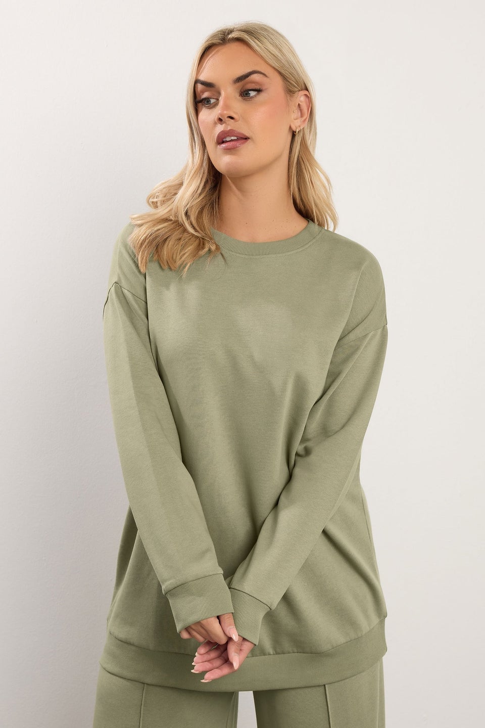 Yours Curve Light Khaki Green Sweatshirt