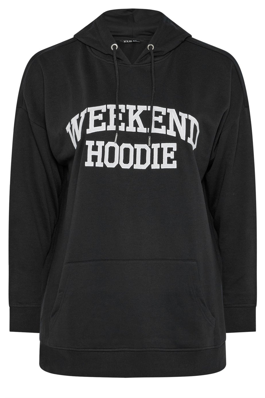 Yours Curve Black 'Weekend Hoodie' Slogan Hoodie