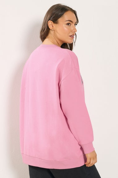 Yours Curve Pink Leopard Print 'Paris' Sweatshirt