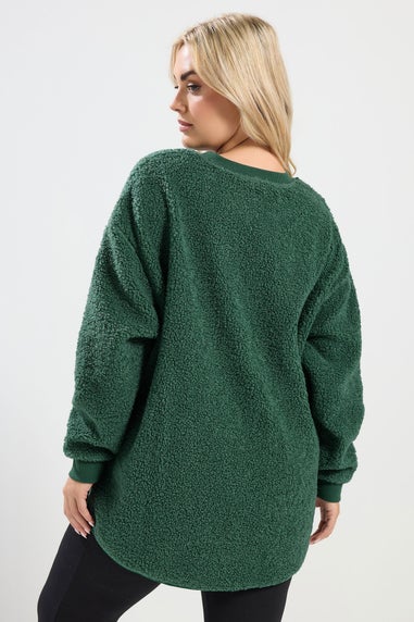 Yours Curve Teal Green Teddy Borg Fleece