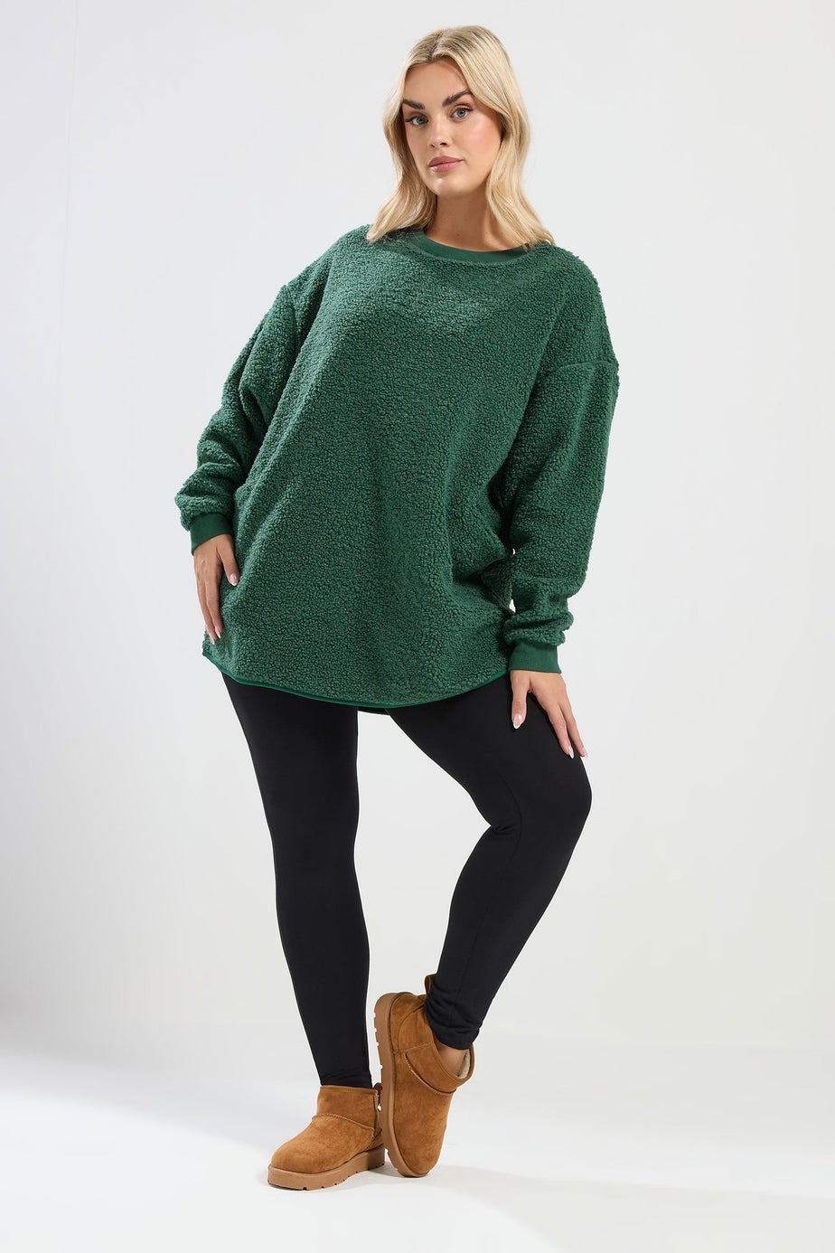 Yours Curve Teal Green Teddy Borg Fleece