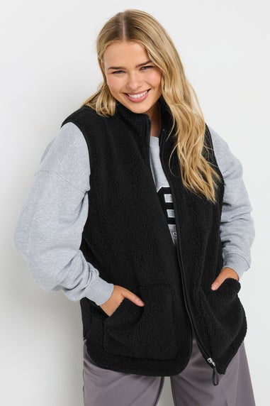 Yours Curve Black Teddy Borg Gilet