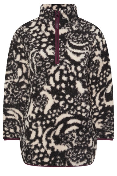 Yours Curve Black Animal Print Borg Fleece