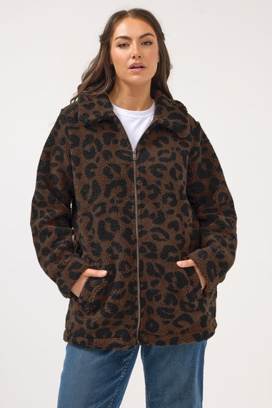 Yours Curve Brown Leopard Print Heavyweight Fleece