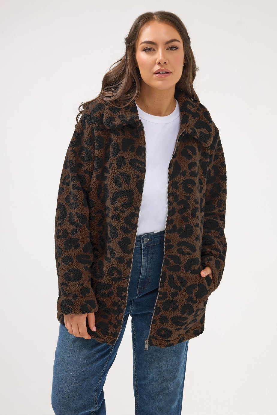 Yours Curve Brown Leopard Print Heavyweight Fleece