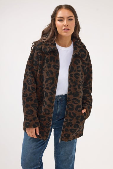 Yours Curve Brown Leopard Print Heavyweight Fleece
