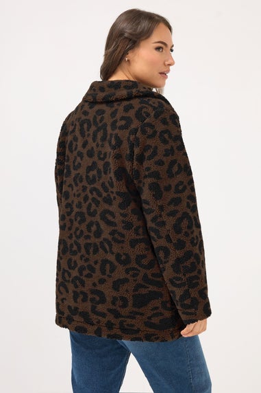 Yours Curve Brown Leopard Print Heavyweight Fleece