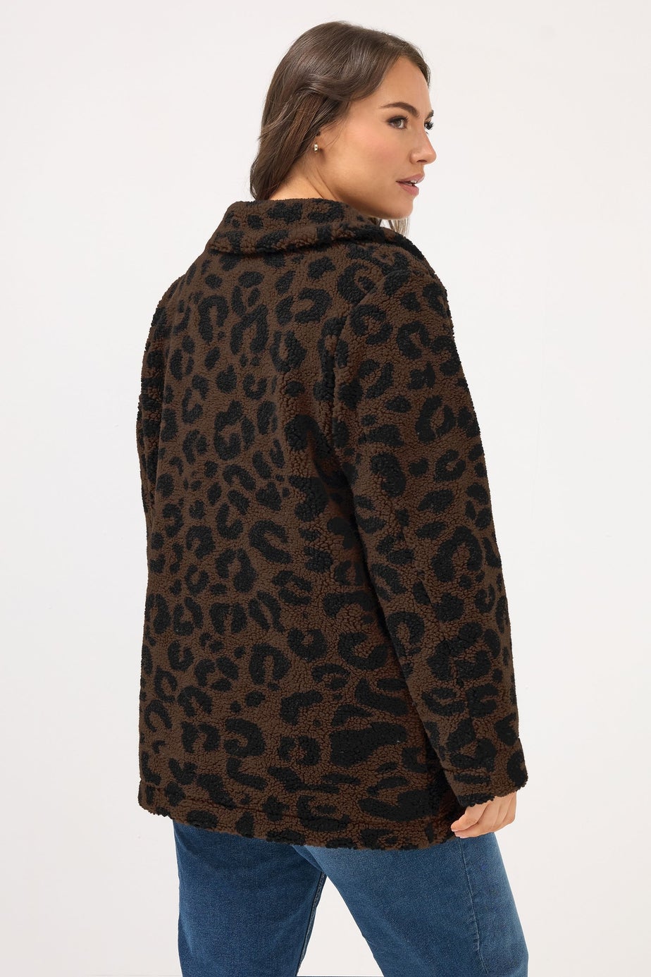 Yours Curve Brown Leopard Print Heavyweight Fleece