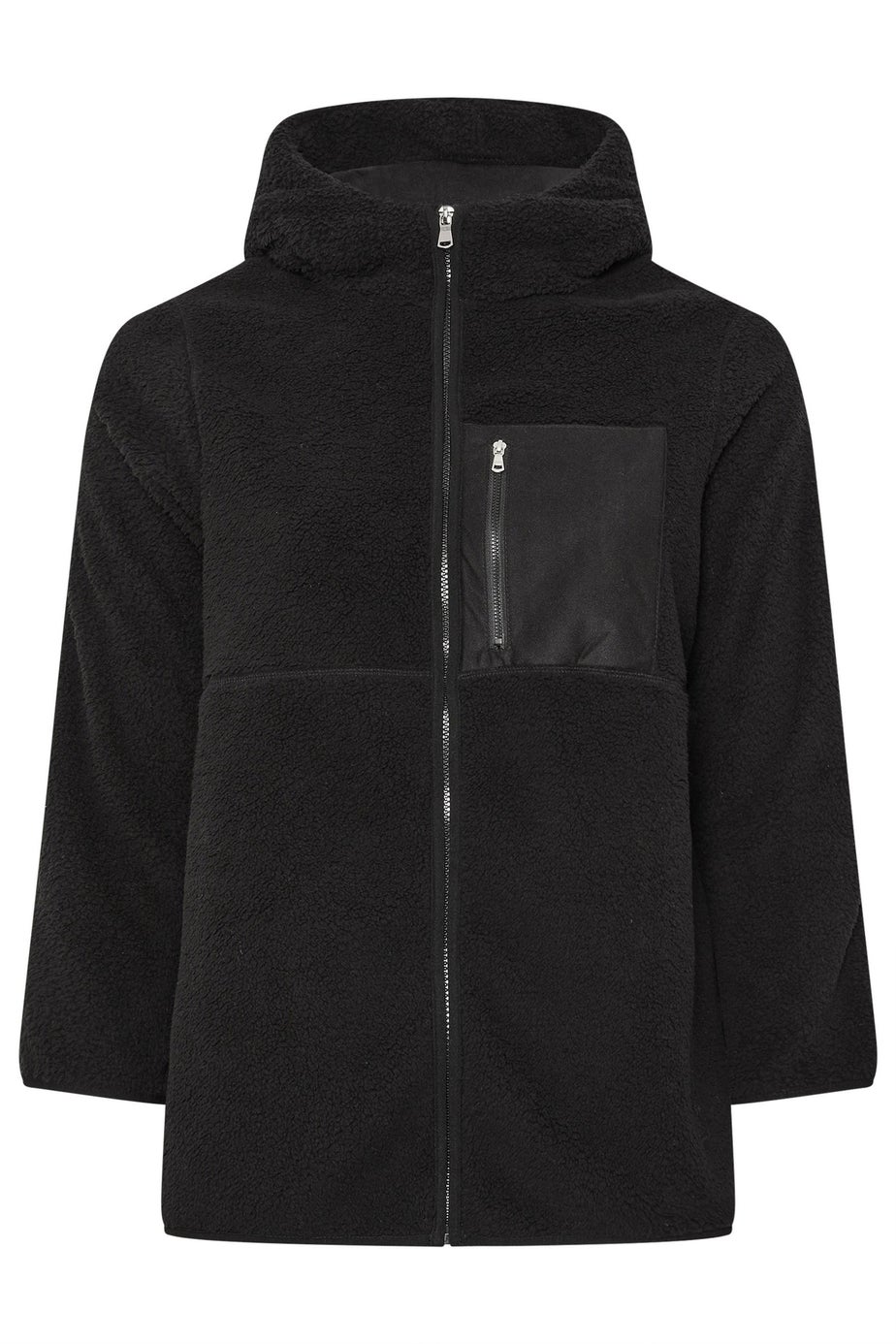 Yours Curve Black Pocket Teddy Fleece Jacket