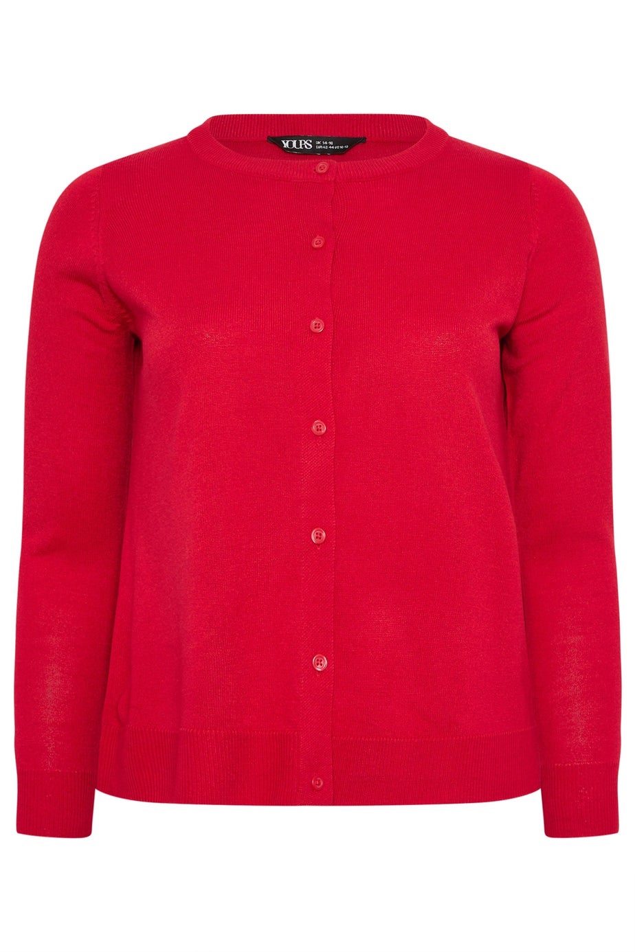 Yours Curve Red Button Through Cardigan