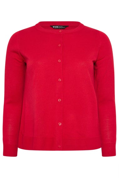 Yours Curve Red Button Through Cardigan