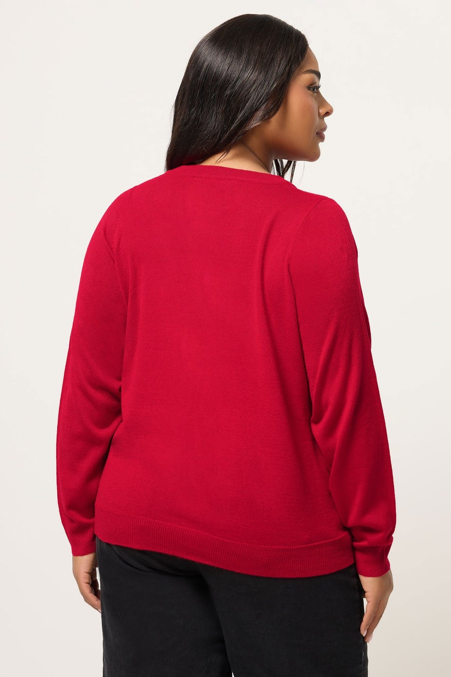 Yours Curve Red Button Through Cardigan