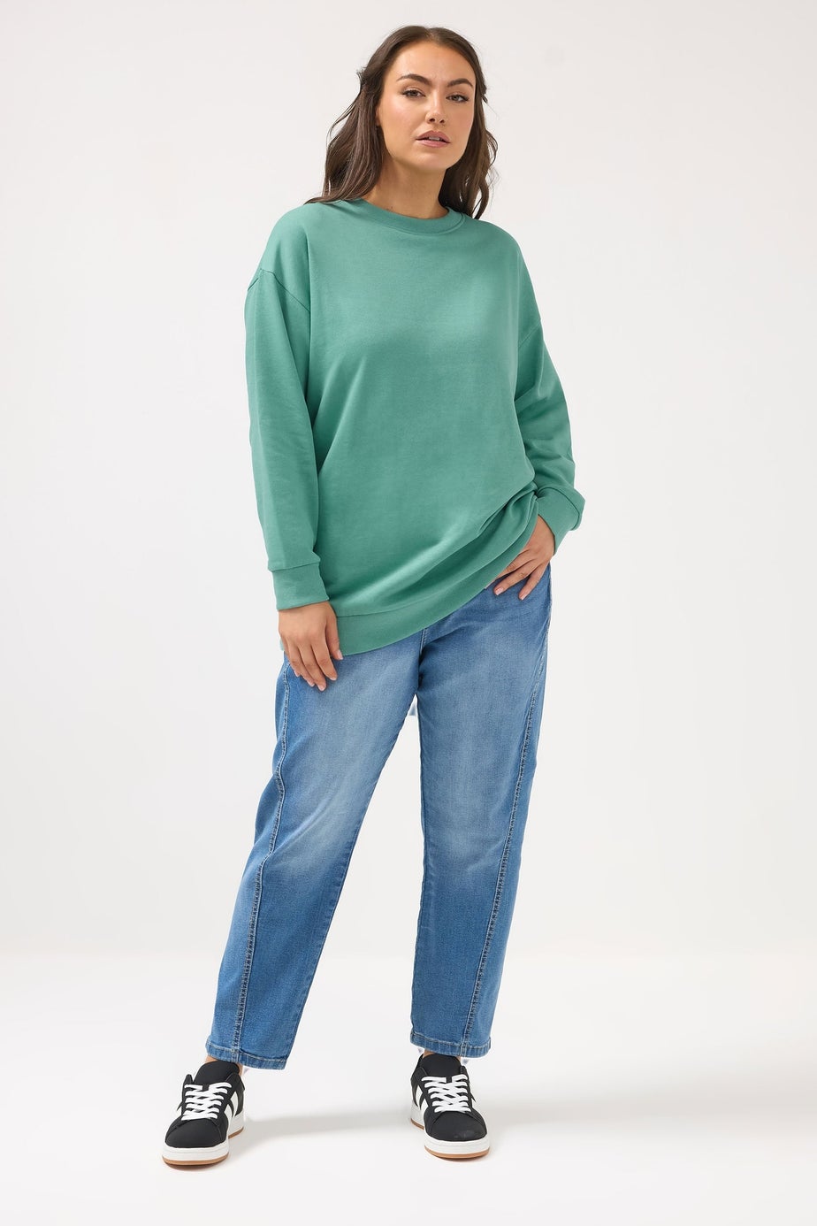 Yours Curve Teal Blue Crew Neck Sweatshirt