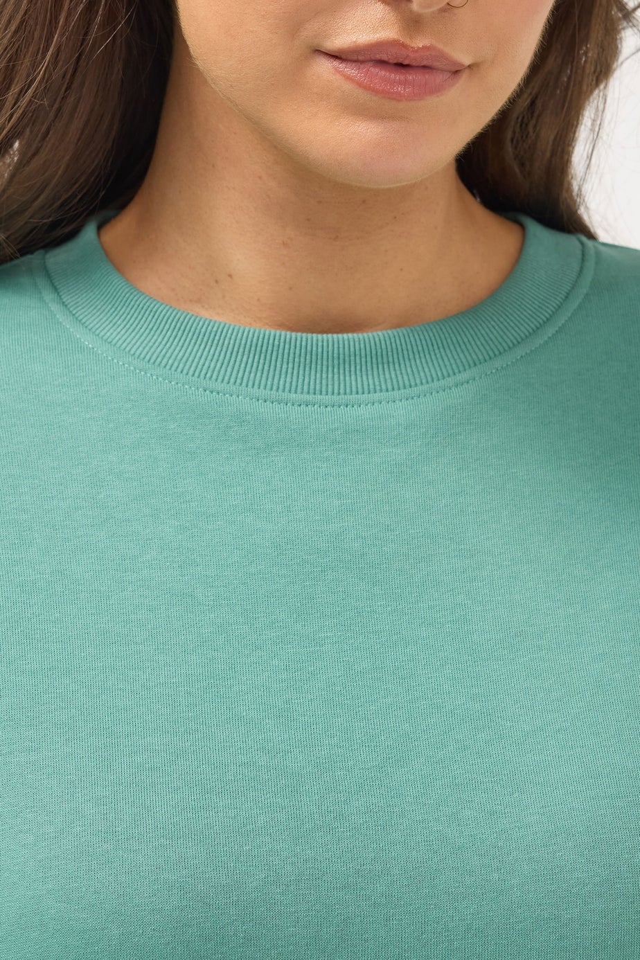 Yours Curve Teal Blue Crew Neck Sweatshirt