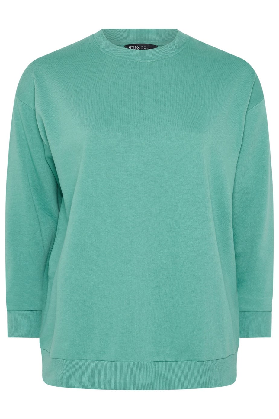 Yours Curve Teal Blue Crew Neck Sweatshirt