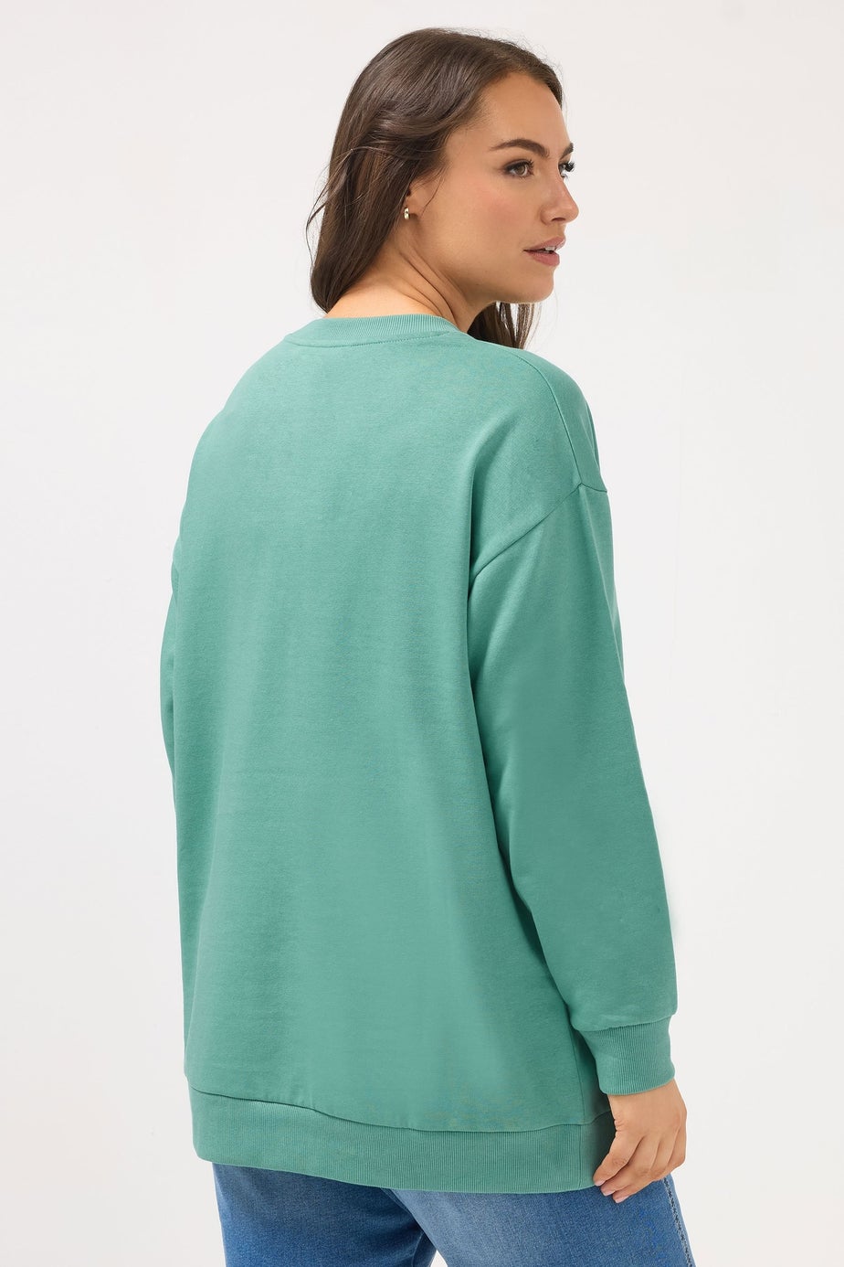 Yours Curve Teal Blue Crew Neck Sweatshirt