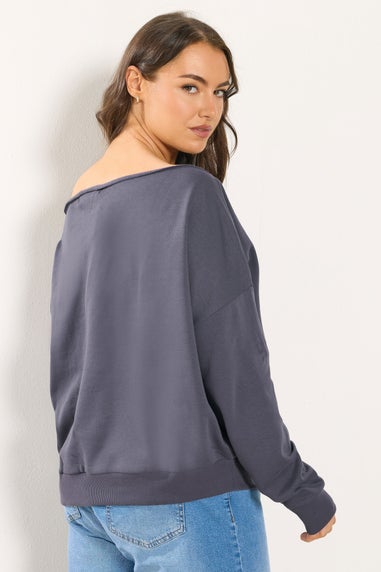 Yours Curve Grey Off Shoulder Sweatshirt